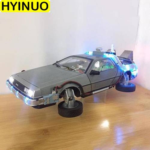 1/18 boutique version back to the future second generation simulation Diecast alloy car model With light toy vehicle Collection