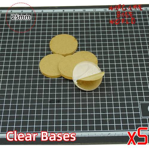 Wargame Base World - TRANSPARENT / CLEAR BASES for Miniatures - 25mm clear bases