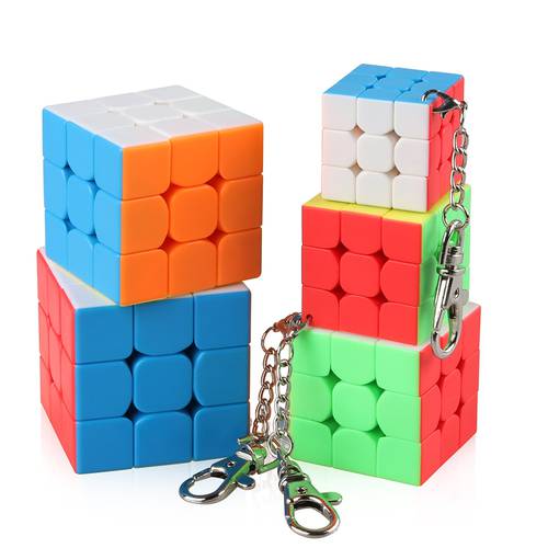Moyu KeyChain Mini 3x3x3 Packing Magic Cube Brain Teaser Stickerless cube keychain Keyring puzzle cube key chain toys