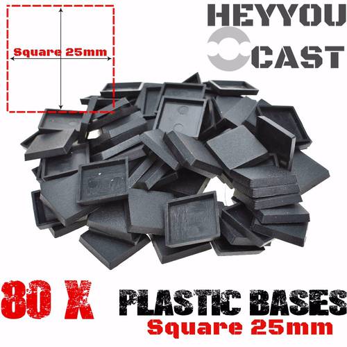 Lot of 80 25mm Square Bases for Miniatures and wargame model bases NEW