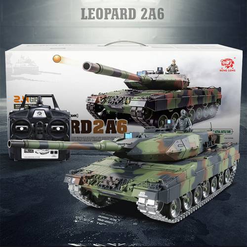 Metal Tank 2.4G German Leopard 2A6 real Simulation Sound infrared RC Tank emission Bullet Metal Track Metal Drive Wheel Tank Toy