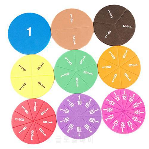 51 Piece Rainbow Circular Fractions Toys Kids Math Game Operation Toy Age 3+
