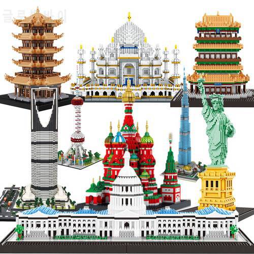 Diamond City Architecture Temple Of Heaven sets building bricks eiffel tower Taj Mahal mini blocks