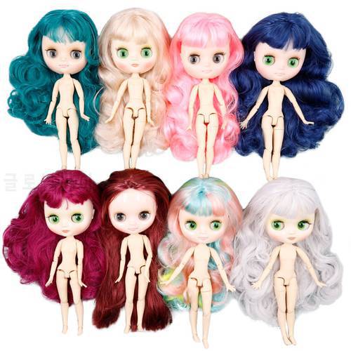 Middie blyth nude doll 20cm joint body glossy face and matte face with makeup gray eyes soft hair DIY toys gift with gestures