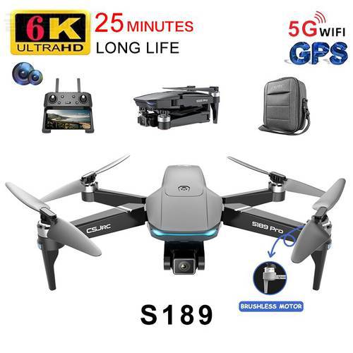 NEW RC Drone S189 GPS 6K HD Dual Camera 5G WIFI FPV Brushless Motor Foldable Quadcopter Helicopter Long Battery Life Gift Toy