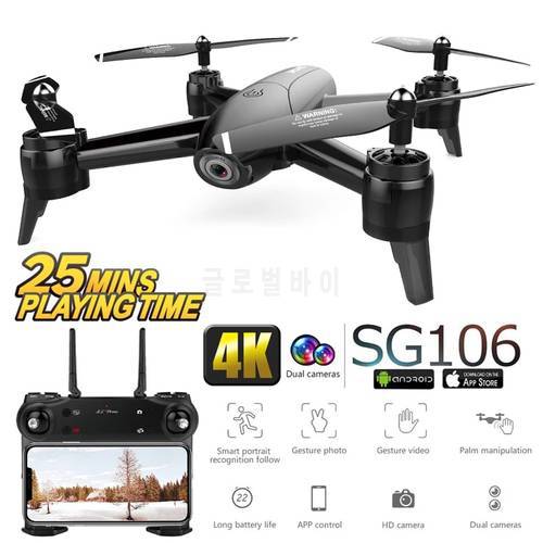 Best SG106 WiFi FPV RC Drone 4K Camera Optical Flow 1080P HD Dual Camera Real Time Aerial Video Wide Angle Quadcopter Aircraft
