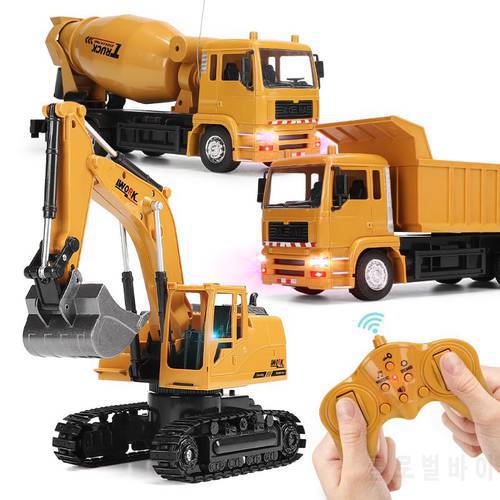 RC car Vehicle Excavator Dumptruck Crane Blender With Light Simulated Alloy Plastic Remote Control Engineering Model Toy
