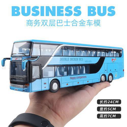 Sale High Quality 1:32 Alloy Pull Back Bus Model High Imitation Double Sightseeing Bus Flash Toy Vehicle Free Shipping