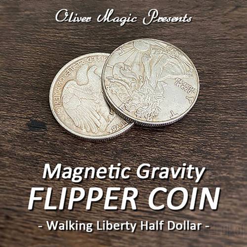 Magnetic Gravity Flipper Coin (Walking Liberty Half Dollar) by Oliver Magic Tricks Magician Close Up Illusions Gimmick Mentalism