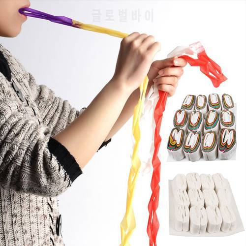 12pcs/set Magic Tricks Multi-color White Mouth Coils Paper Streamers from Mouth Magic Prop Magician Supplies Toys