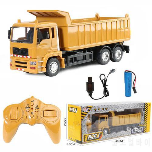Rc Cars Dump Truck Vehicle Toys For Children Boys Xmas Birthday Gifts Yellow Color Transporter Engineering Model Beach Toys