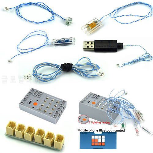 LED Light Bricks USB 5In1 Hub 1X1 1x2 1x3 Building Block Bluetooth Control MOC Technical Parts Street House Contruction Toys