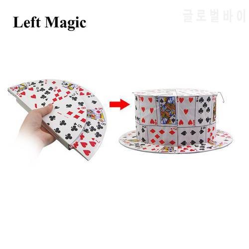 Folding Card Fan To Card Top Hat Magic Tricks Spring Stage Props Illusions Gimmick Tool Novelties Comedy Accessories