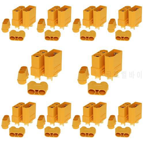 10 Pair Amass XT90 XT-90 Male Female Bullet Connectors Power Plugs with Shealf Housing for RC Lipo Battery Motor