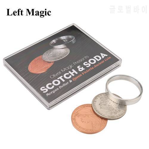 Scotch & Soda by Oliver Magic (Morgan Dollar and Queen Victoria Ancient Coin) Close Up Magia Magic Tricks Gimmick Magic Props