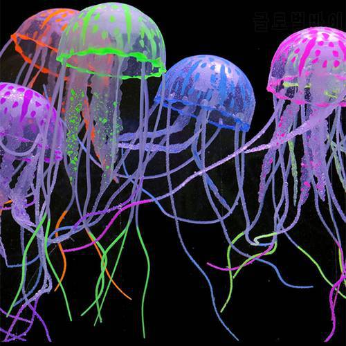 6PCS/LOT Different Colors Emulation Jellyfish Pet Aquarium 0rnamental Ornament of Fish Tank Floating Fluorescent Jellyfish