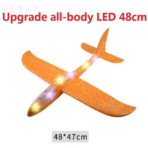 Foam Hand Throwing LED Airplanes Toy 48cm LED Flight Mode Glider Inertia Planes Model LKCOMO Aircraft Planes Outdoor Sport