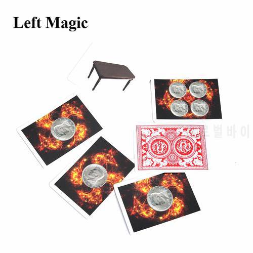 Coins Thru Table Cards Magic Tricks Coin Table Throught Deck Playing Cards Magic Props Disappearing Close Up Gimmick Mentalism