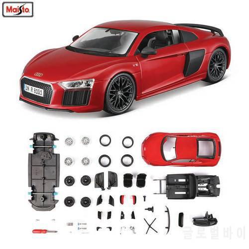 Maisto 1:24 Modified car AODI R8 V10 PLUS sports Assembled simulation alloy car model crafts decoration collection toy tools