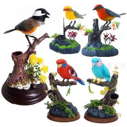Electric Birds Voice Control Couples Parrots Toy Musical Magpie Talking Birds Electronic Pet Bird Model Christmas Gift
