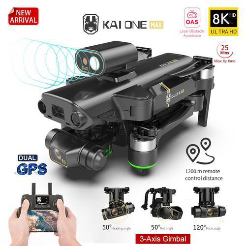 KAI ONE MAX GPS Obstacle Avoidance 4K Drone Professional 8K HD Dual Camera 3 Axis Gimbal Brushless RC Foldable Quadcopter Gifts