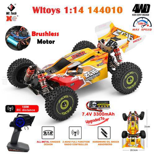 WLtoys 144010 RC Car Brushless 1:14 75Km/H High Speed Metal 4WD Drive Off-Road 2.4G Transmitter 1/14 RC Car 144001 Upgraded