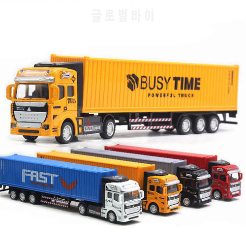 1/48 Container Transport Truck Diecast Vehicle Car Model Pull Back Body Separation Door Can Be Opened Boys Toy Gift Collection