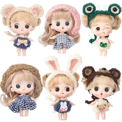 New Mini 1/12 Doll Ball-jointed Boy Girl OB11 Doll Curly Wig With Cute expression Face 10cm Surprise Dolls Toys Gift For Girls