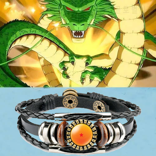 Bandai Dragon Ball Anime One to Seven Planets Figure Bracelets Leather Jewelry Bracelets Birthday Gifts Toys
