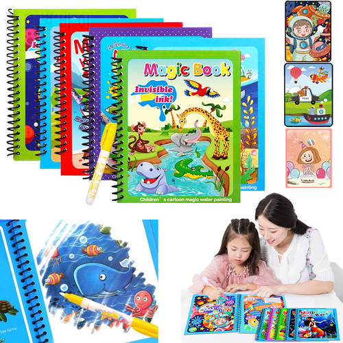 Magical Book Water Drawing Toys Reusable Coloring Book Magic Water Drawing Book Sensory Early Education Toys Water Doodle Draw