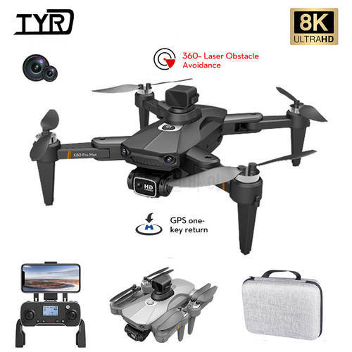 TYRC K80 PRO MAX GPS Drone 4K HD 8K Professional Camera Anti-s hake Gimbal 360° Obstacle Avoidance Brushless Motor Helicopter