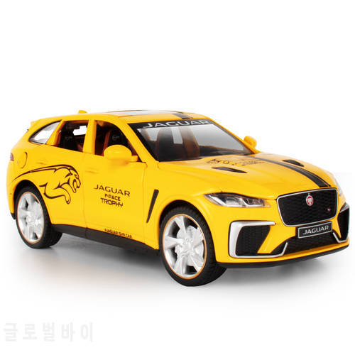 Hot 1:24 Scale Jaguar F-pace Svr Sport Suv Diecast Sport Car Metal Model With Light Sound Pull Back Vehicle Toys For Gifts