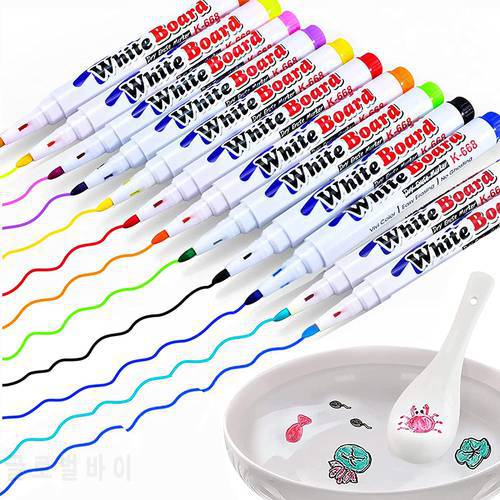 12Pcs Floating Marker Pen Drawing Toys Whiteboard Pen Erasable Magic Tricks Floating Marker Pen Can Float Water