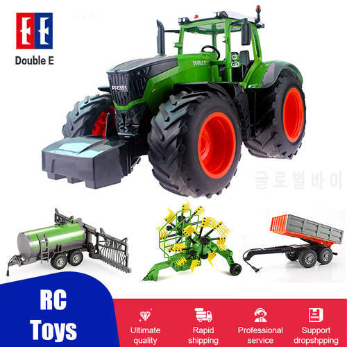 DOUBLE E E351 RC Tractor 1:16 Farmer Truck Hay Transport Drip Mowing Trucks Trailer Dump Large Construction Vehicle Toys Gifts