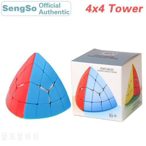 ShengShou 4x4 Magic Tower 4x4x4 Speed Cube Stickerless Professional Fidget Toys ShengShou 4-Layer Pyramid Tower Cubo Magico