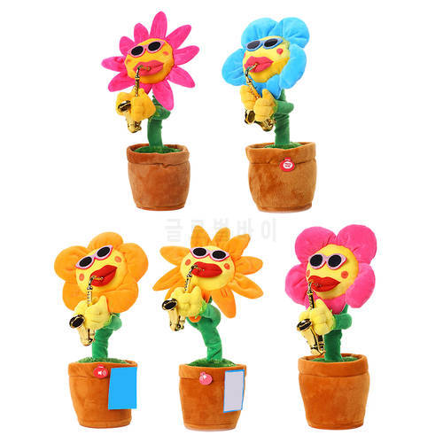 Singing And Dancing Cactus Sun Flower Toy Simulation Sunflower Dancing Playing Saxophone Bluetooth Musical Plush Toy