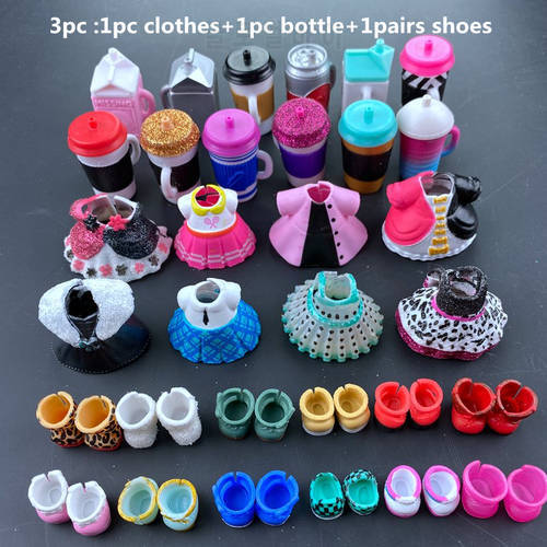3pc LOL doll clothes, bottles, shoes accessories for lol doll accessories hot sale Original lol doll Accessories