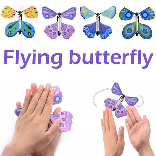 Flying Butterfly Magic Props Fly Butterfly Clockwork Rubber Band Powered Butterfly Surprise Prank Joke Mystical Trick D1 Show
