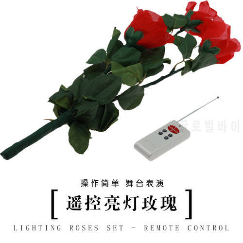 Lighting rose Remote Control (4 flowers) - Magic trick,flower magia,close up magie props stage,magic for lover,romantic gimmicks