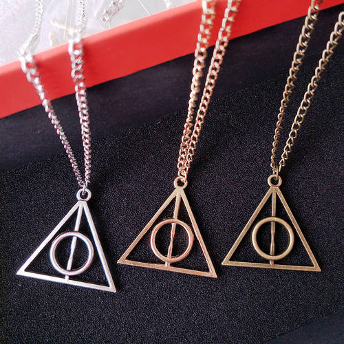 Triangle Necklace The Deathly Hallows Pendant Action Toy FiguresMovie Trendy Jewelry Chain Women Men Accessary Choker Collares