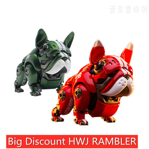 WOW Transformation HWJ RAMBLER Mechanical Bulldog Red Green Color Robot Dog Action Figure With Box