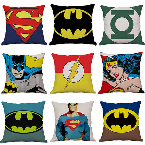 45X45 cm DC Anime Figure Batman Bruce Wayne Superman Wonder Woman Cotton Linen Pillow Case Pillow Accessories Birthday Gifts