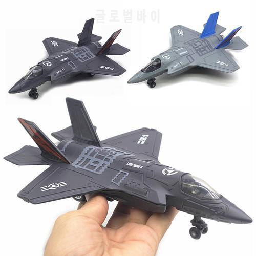 Large Alloy Pull Back F-35 Fighter Aircraft Model Music LED Airplane Toy Gift