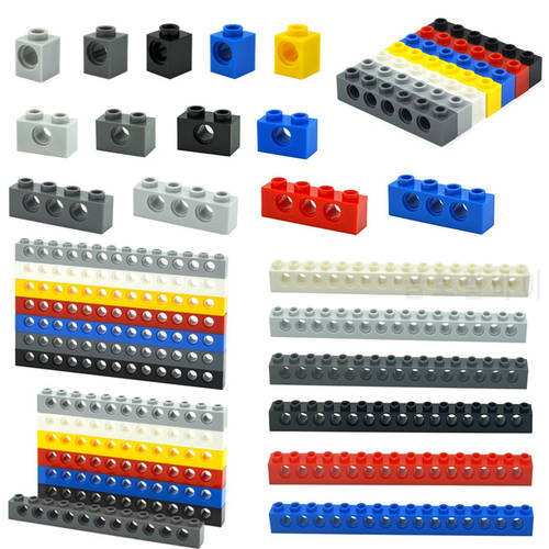 Technical Building Block MOC Combination Studded Long Beam with Hole Thick Bricks Compatible 3703 32018 3895 2730 3894 3701 3700
