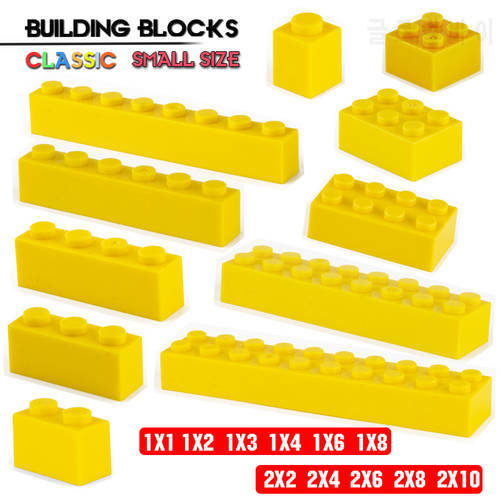 Building block 1X4 1X8 2X6 2X10 hole yellow brick basic accessories education creativity compatible brand building block toys