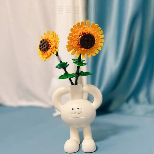 New Expert Sunflowers Flower Bouquet Blocks Botanical Collection Friends Bricks Toys Girls Gift Compatible 40524