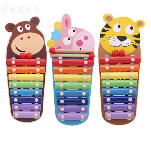 Colorful Wooden Animal Knock On The Piano Toy Puzzle Early Education Musical Instrument Octave Knock On The Piano Music Toy