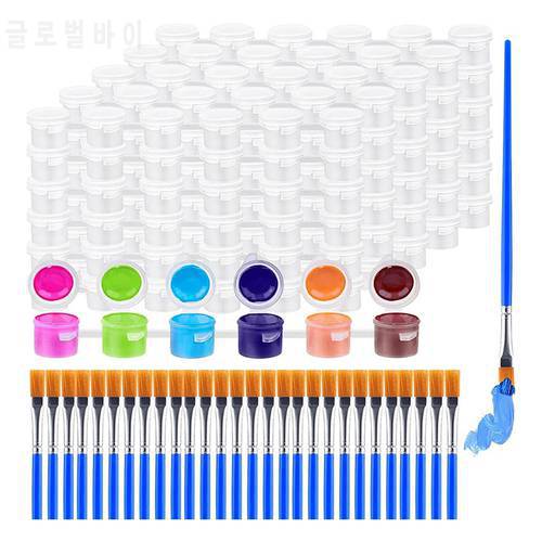 30 Strips 180 Pots Empty Paint Strips And 100 Pieces Paint Brushes,Paint Cup Clear Plastic Storage Containers,3Ml/0.17Oz