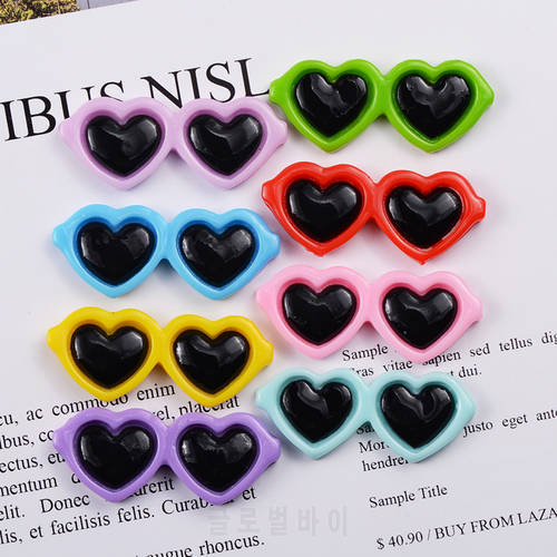 10pcs Resin Flatback Slime Filler Beads Charms Love Heart Sunglass Cabochons Craft For Cellphone Case Decoration DIY Accessories