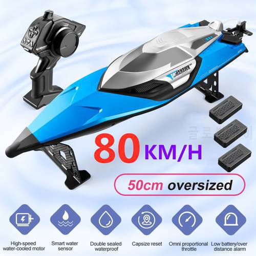 70KM/H High Speed 50CM Big 200M Remote Control Ship Boat Rowing Waterproof Capsize Reset RC Racing Boat Speedboat Add Carry Bag